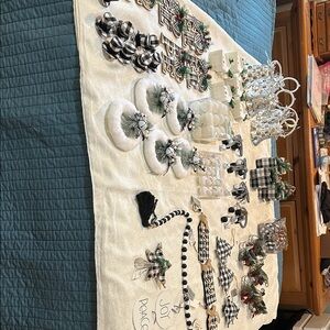 Black & White Buffalo Check Christmas Ornament Set